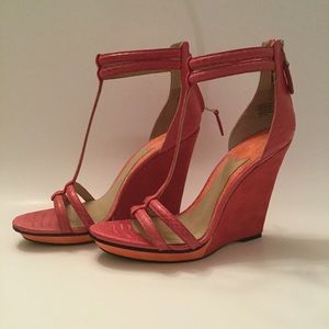 B Brian Atwood Pinkston Wedge Sandal (Sz 8)